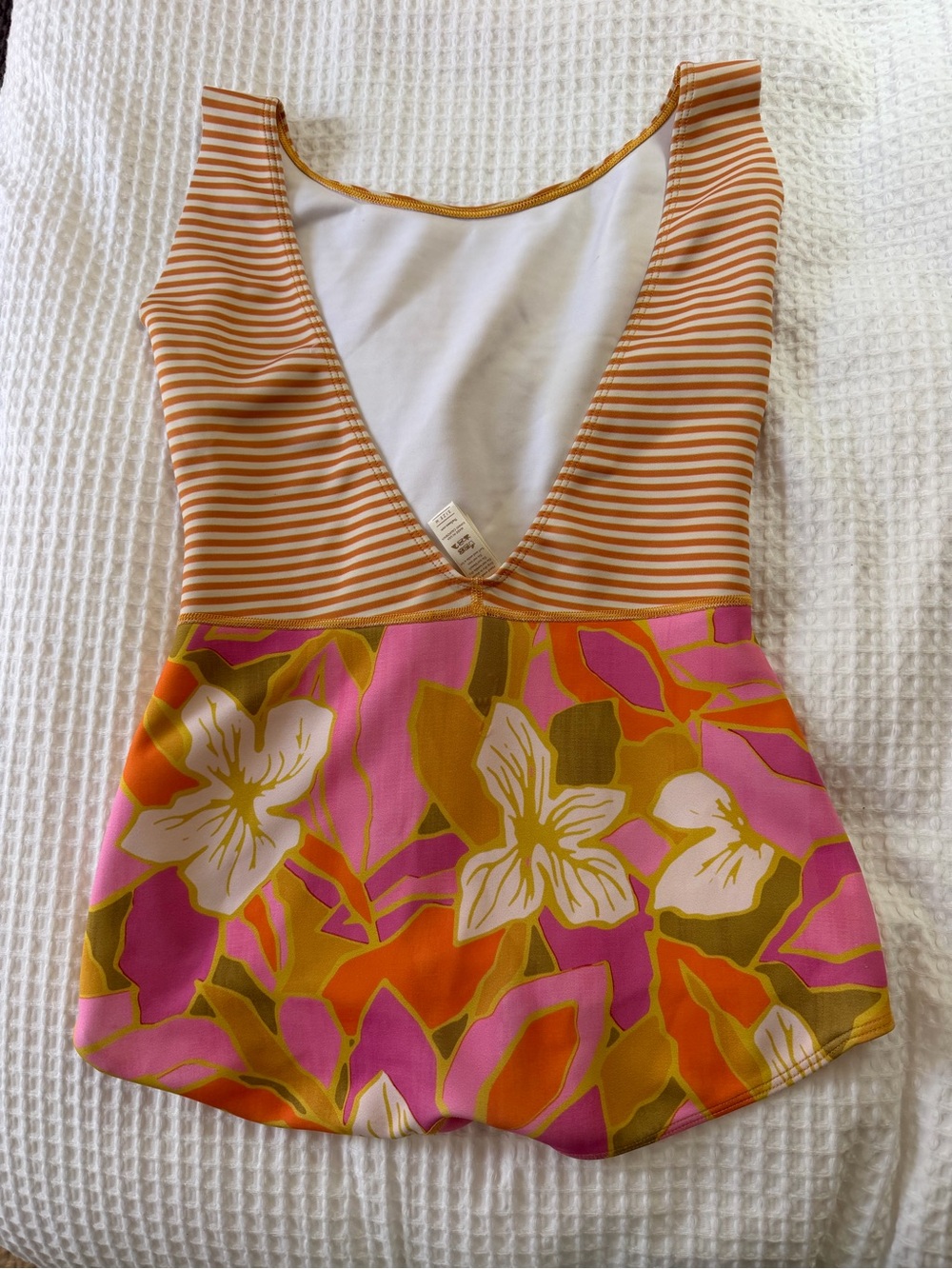 Seea One-Piece Swimsuit - Orange, Pink, Yellow Floral - Picture 2 of 3